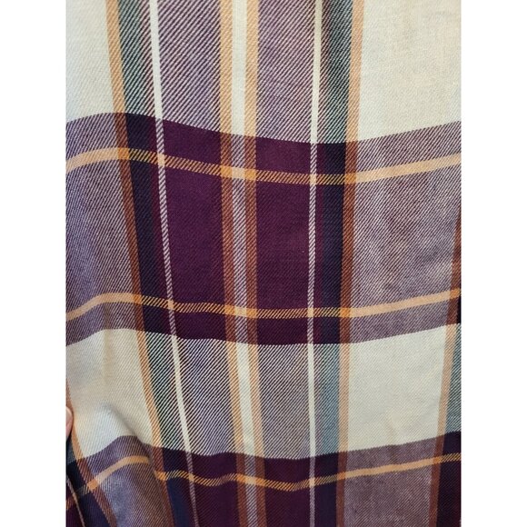 Jane & Delancey Purple Plaid Roll Tab Sleeve 1/4 Button Relaxed Fit Tunic Top 2X - Picture 5 of 9